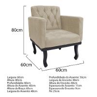 Kit Diva Recamier Azura 140Cm Lado Direito E 02 Poltronas Classic Suede - Amarena Móveis Bege - 3