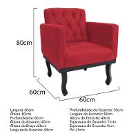 Kit Diva Recamier Azura 140Cm Lado Direito E 02 Poltronas Classic Suede - Doce Sonho Móveis Vermelho - 3