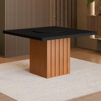 Mesa De Jantar Quadrada Com Tampo Giratório 8 Lugares Multimóveis Cr50231 Cinamomo-preto