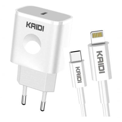 Carregador Turbo Kaidi KD-108A 20W USB-C Bivolt com Cabo Lightning Branco