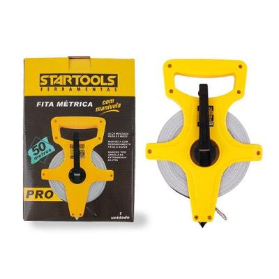 Fita Métrica com Manivela e Alça 50 Metros para Medir Distâncias Amarelo Startools