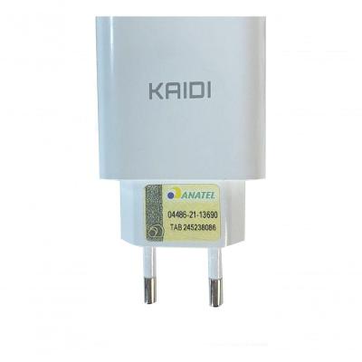 Carregador de Parede Kaidi KD-109A 12W 2 USB Cabo Lightning Bivolt Branco