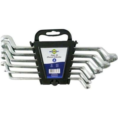 Kit Chave Estrela 6 Peças 6 a 17MM em Aço Cromo-Vanádio com Perfil Estriado Brasfort