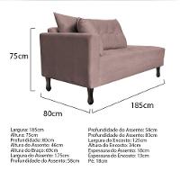 Kit Diva Recamier Azura 185Cm Lado Direito E 02 Poltronas Classic Linho - Amarena Móveis Rosê