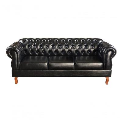 Sofá Duquesa 3 Lugares 220CM Preto 005 Couríssimo Bella Decor