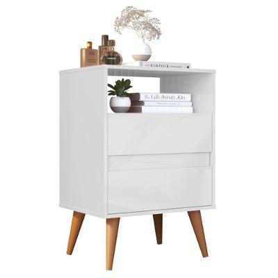 Mesa de Cabeceira Faraó 1 Gaveta MDF-MDP Estilo Retrô Branco Sal Movelaria