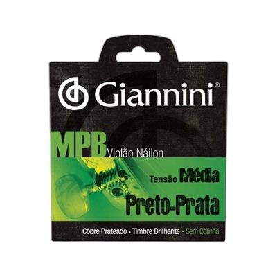 Corda para Violão GENWBS Encordoamento MPB Nylon Preto e Prata Giannini