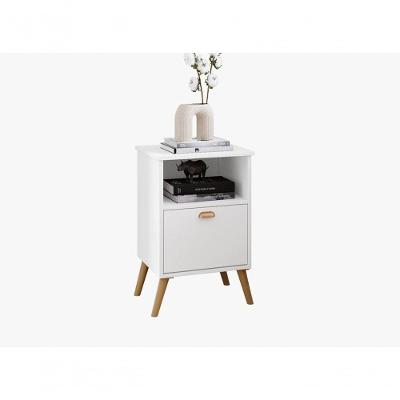 Mesa de Cabeceira Maragogi 1 Gaveta MDF-MDP Retrô-Vintage Branco Sal Movelaria