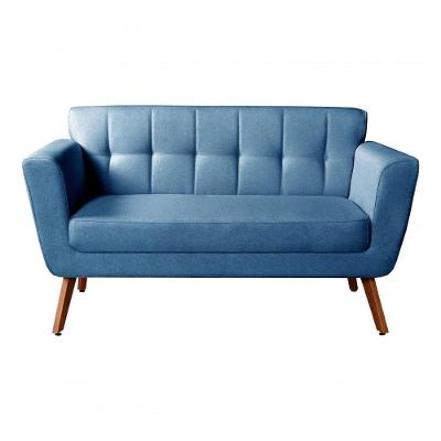 Sofá Namoradeira Bruna 2 Lugares 142CM Azul Linho 330 Bella Decor