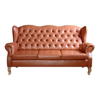 Sofá Imperador 3 Lugares 185CM Caramelo Couro Sintético Clássico Bella Decor