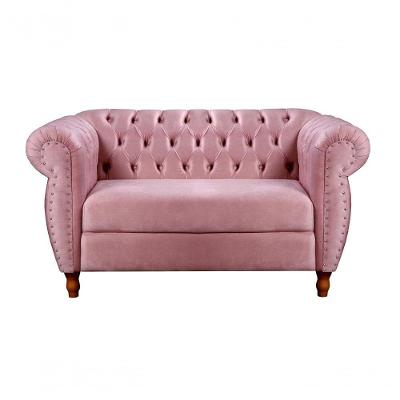 Sofá Nobreza 2 Lugares 153CM Rosa Veludo Fixo Clássico para Sala Bella Decor