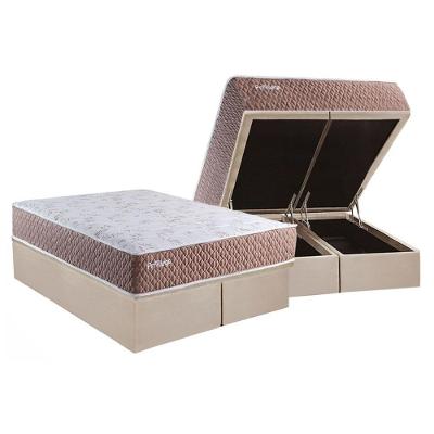 Cama Box Baú Queen Privilege Molas Ensacadas Suede Bege Paropas