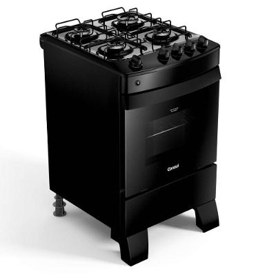 Fogão de Piso 4 Bocas Consul Mesa Esmaltada Acendimento Automático Preto Bivolt