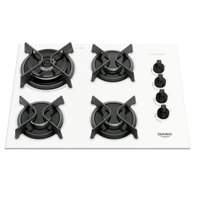 Cooktop a Gás Dako Supreme 4 Bocas Vidro Temperado Branco Bivolt