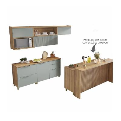 Cozinha Completa 8 Peças Marquesa Gourmet 100% MDF Nature Verde Nesher Móveis