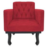 Kit Diva Recamier Azura 160Cm Lado Esquerdo E 02 Poltronas Classic Suede - Amarena Móveis Vermelho - 5