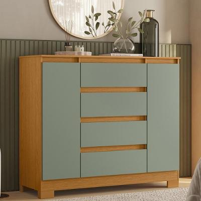 Cômoda Quarto Sapateira Selene A02 4 Gavetas MDF-MDP Bege com 2 Portas e Pés Mpozenato