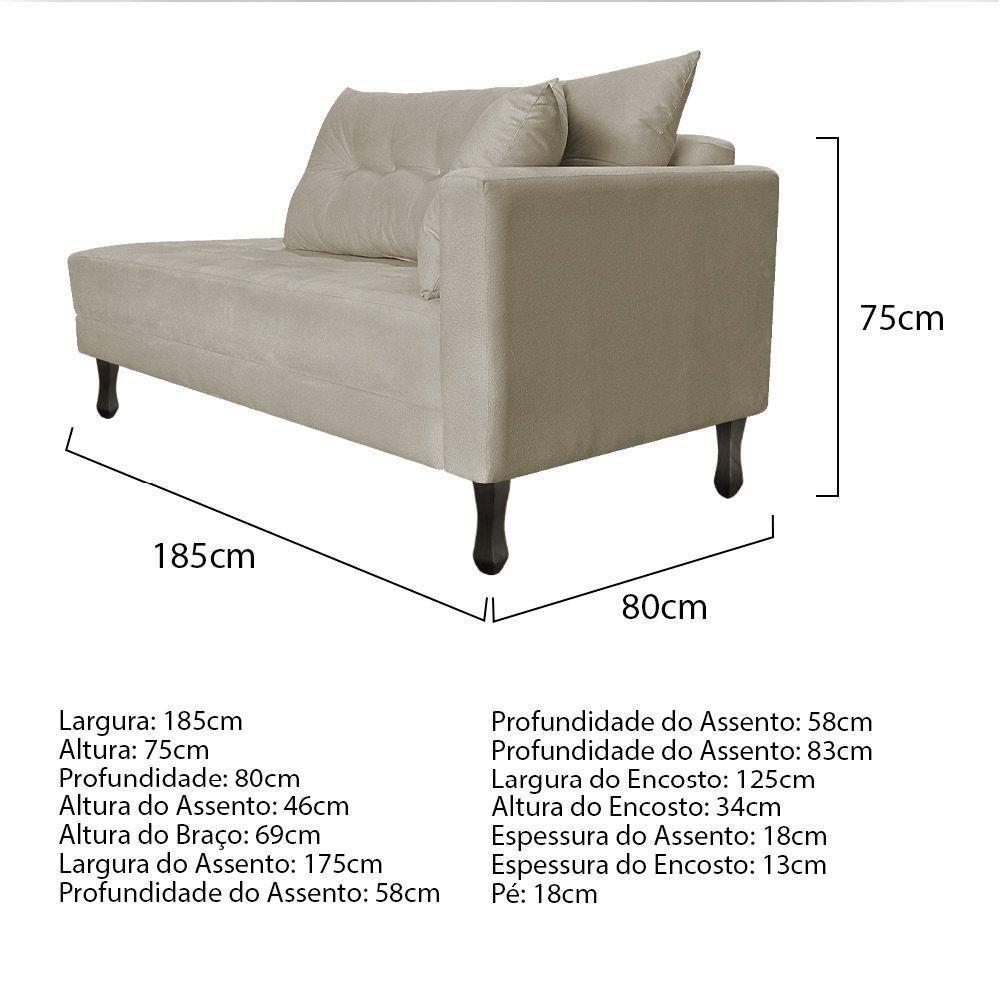 Kit Diva Recamier Azura 185Cm Lado Esquerdo E 02 Poltronas Classic Linho - Amarena Móveis Bege - 4