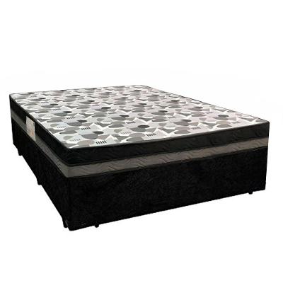 Kit Cama Box Casal Iso Dupla Face Colchão Suede Madeira Preto Ortobom