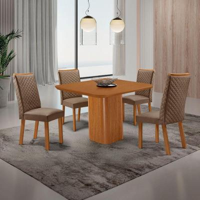 Mesa de Jantar Eloise 4 Lugares Quadrada MDF 90CM Capuccino Moderna