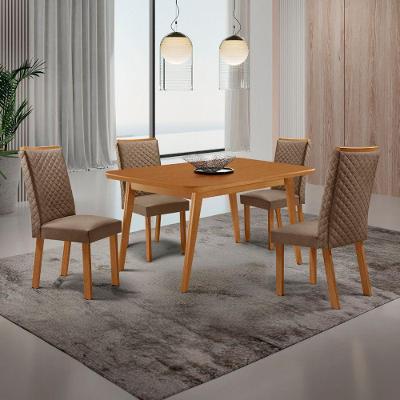 Mesa Copper com 4 Cadeiras Lira Retangular MDF 120cm Caramelo Moderna
