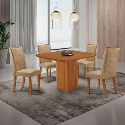 Mesa de Jantar Eloise 4 Lugares Quadrada MDF 90CM Amadeirado Moderna