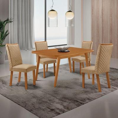 Mesa Copper com 4 Cadeiras Lira Retangular MDF 120CM Moderna