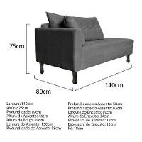 Kit Diva Recamier Azura 140Cm Lado Direito E 02 Poltronas Classic Suede - Doce Sonho Móveis Cinza