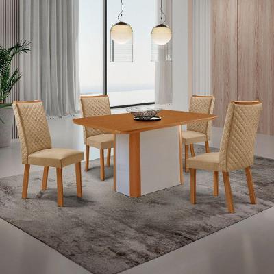 Mesa de Jantar Isadora 4 Lugares Quadrada MDF 120CM Off White Moderna