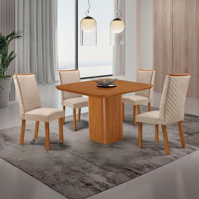 Mesa de Jantar Eloise Lira 4 Lugares Quadrada MDF 90CM Creme Moderna