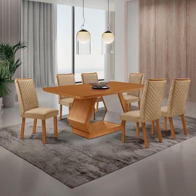 Conjunto Jantar Alvorada Lira 6 Lugares MDF Off White 180CM Moderna