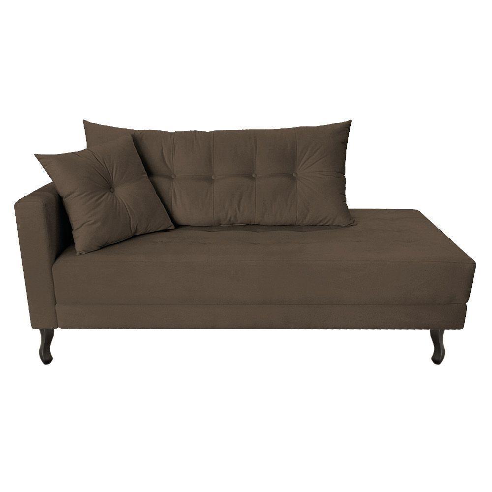 Kit Diva Recamier Azura 160Cm Lado Direito E 02 Poltronas Classic Suede - Amarena Móveis Marrom - 6