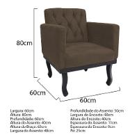 Kit Diva Recamier Azura 160Cm Lado Direito E 02 Poltronas Classic Suede - Amarena Móveis Marrom - 3