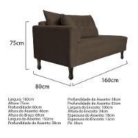 Kit Diva Recamier Azura 160Cm Lado Direito E 02 Poltronas Classic Suede - Amarena Móveis Marrom