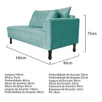 Kit Diva Recamier Azura 140Cm Lado Esquerdo E 02 Poltronas Suede - Doce Sonho Móveis Azultiffany