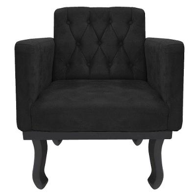 Kit Diva Recamier Azura 160Cm Lado Direito E 02 Poltronas Classic Suede - Amarena Móveis Preto