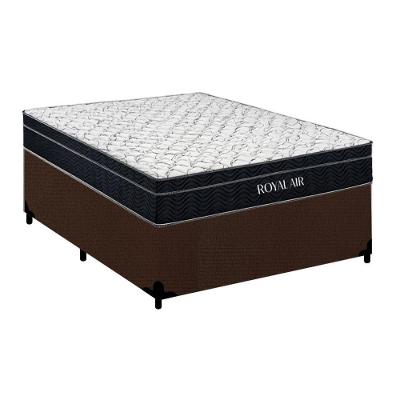Cama Box Casal Royal Air Pillow Top Molas Ensacadas Suede Marrom