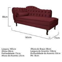 Kit Diva Recamier Diana 185Cm Lado Direito E 02 Poltronas Julia Suede - Amarena Móveis Bordô - 5