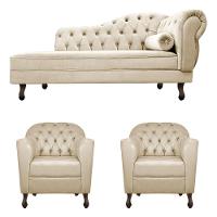 Kit Diva Recamier Diana 185Cm Lado Esquerdo E 02 Poltronas Julia Corano - Amarena Móveis Bege - 5