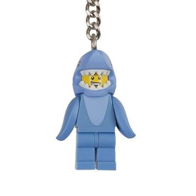 Chaveiro Tubarão Minifigura Shark Suit Guy Corrente de Metal Cinza Lego