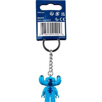 Chaveiro Stitch Minifigura Disney Corrente de Metal Azul Lego