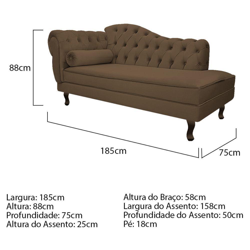 Kit Diva Recamier Diana 185Cm Lado Direito E 02 Poltronas Julia Suede - Amarena Móveis Marrom - 5