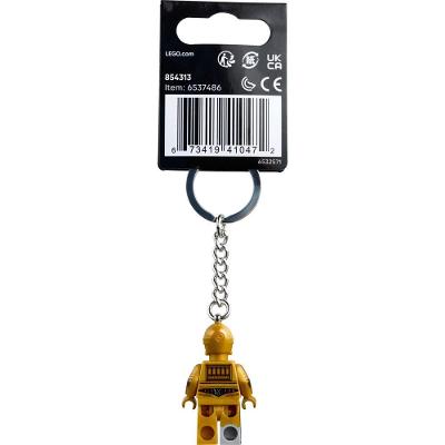 Chaveiro C-3PO Star Wars Minifigura Corrente de Metal Amarelo Lego