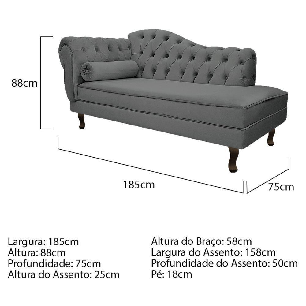Kit Diva Recamier Diana 185Cm Lado Direito E 02 Poltronas Julia Corano - Amarena Móveis Cinza - 5