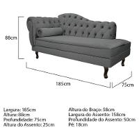 Kit Diva Recamier Diana 185Cm Lado Direito E 02 Poltronas Julia Corano - Amarena Móveis Cinza - 5