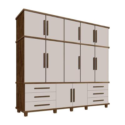 Guarda Roupa Casal Hawking G37 12 Portas Giratórias 6 Gavetas MDP Malbec-Off White Gran Belo