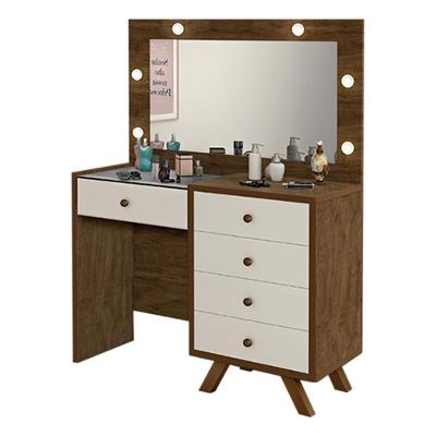 Penteadeira Diana G37 9 Gavetas com Espelho em MDF Malbec-off White Gran Belo