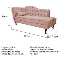 Kit Diva Recamier Diana 185Cm Lado Direito E 02 Poltronas Julia Suede - Amarena Móveis Rosê - 5