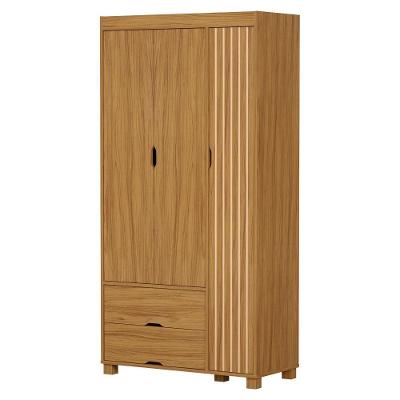 Guarda Roupa Solteiro Bela 3 Portas Giratórias 2 Gavetas Mdf Nature Milani Movelaria
