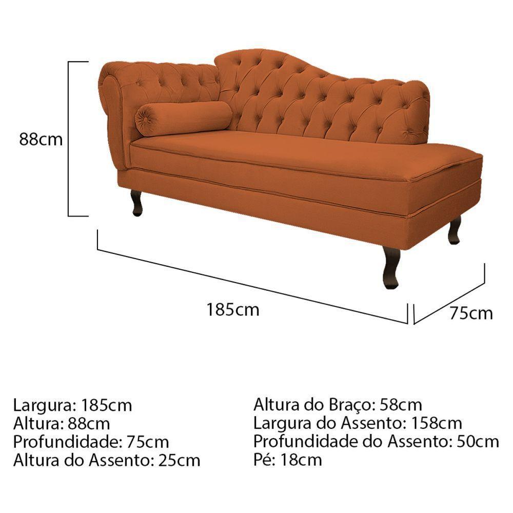Kit Diva Recamier Diana 185Cm Lado Direito E 02 Poltronas Julia Suede - Amarena Móveis Terracota - 5